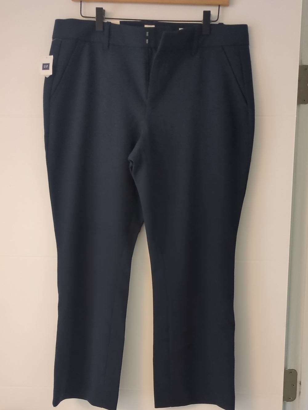 Gap Women's Navy Crop Flare Mid Rise Dress Pants Buttons Details Ankle Trousers
